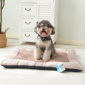 Tapis de lit pour animaux de compagnie bicolore, rectangulaire, avec housse amovible, coussin de couchage pour chien, tapis de sol d'hiver, lavable, rembourrage en fibre de polyester - Product Image 3