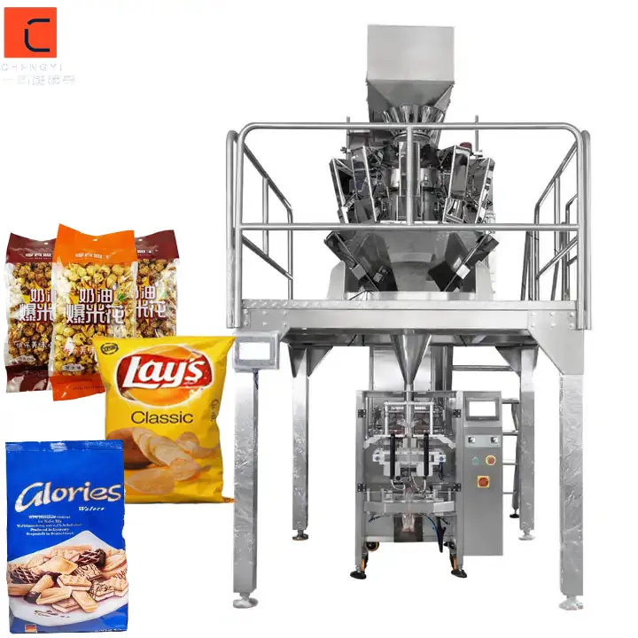 Relais Automatische Popcorn Chocoladebonen Met Een Gewicht Van Verpakkingsmachine Aardappelchips Verpakkingsmachine Snackvoedsel Verpakkingsmachine