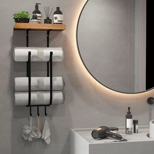 Modern Minimalist Wall-Mounted <strong>Towel</strong> Rack Bathroom <strong>Storage</strong> <strong>Unit</strong> with Detachable Multi-Function Shelves - Product Image 2