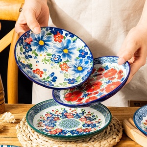 Plato de hueso de cerámica de pulido de cerámica de 6,5 pulgadas de diseño bohemio, plato pequeño desechable para uso doméstico para platos fríos, frutas, aperitivos, huesos - Product Image 2