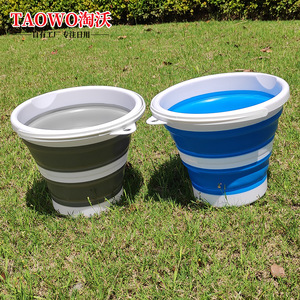 <b>Folding</b> <b>Bucket</b> 10L One-Ring Foldable Portable Outdoor Fishing Multi-Purpose Use Plastic Gray Blue Green Pink - Product Image 2
