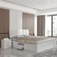 Offre Spéciale chambre moderne ensemble king size stockage bois chambre meubles lit chambre haute brillance blanc 1800 mm ensemble de chambre en bois