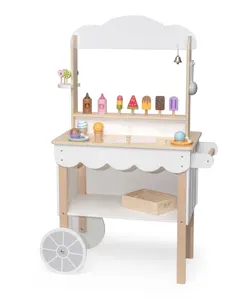 2023 New Ins Style Wood Ice Cream Stall Children'S Play House Wooden Kitchen Dessert Cart Toy