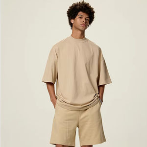 NeverStatic 2025 algodón 100% para hombre estilo callejero cuello alto pequeño bordado de gran tamaño sólido 230 gramos <span class=keywords><strong>camiseta</strong></span> en blanco personalizable - Product Image 1