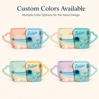 Souvenirs touristiques barbadiens, ensemble de tasses à café en céramique pour couple, forme de cœur, avec boîte, personnalisable, plage, ville, OEM, ODM, vente en gros