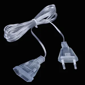 3M EU Power Extension Cable Plug Transparent Standard Power Extension Cord For Home Holiday Led String Light Christmas Lights