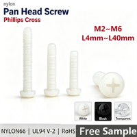 Entretoise isolante en nylon PA66, vis ronde blanche en plastique, boulon croisé M2-M6, entretoise hexagonale en plastique pour panneau d'encastrement 4mm~40mm