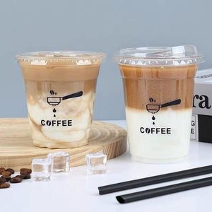 Gobelets en plastique PET jetables transparents de 16 oz avec logo personnalisé imprimé, couvercles de 98 mm, gobelet pour boissons froides, thé à bulles, café et plus - Product Image 6