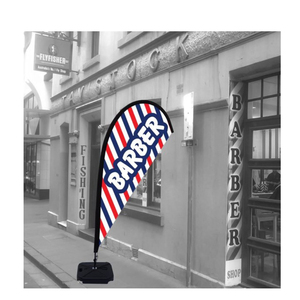 Tela publicitaria barata de la pluma <span class=keywords><strong>del</strong></span> poliéster que vuela la bandera de encargo de la bandera <span class=keywords><strong>del</strong></span> peluquero de la <span class=keywords><strong>playa</strong></span> - Product Image 6