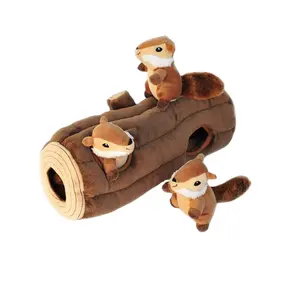 Leuke Cartoon 3 Kleine Eekhoorn Pluche Speelgoed Met Boom Huis Set Borduurwerk Knuffels Speelgoed