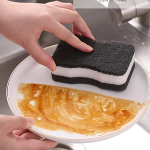 <strong>BAIJIE</strong> S Curve Ergonomic Cleaning Sponge Heavy Duty Nylon Scrub Sponge for Oven Range Hood Dish Washing - Product Image 1