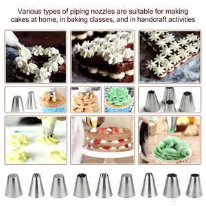 Ensemble de douilles à pâtisserie réutilisables en acier inoxydable multi-formes - Combinaison personnalisable pour la pâtisserie maison, les cours de pâtisserie et les boulangeries - Product Image 2