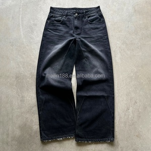 Jeans en denim pour hommes, vente en gros, personnalisés, effet délavé soleil, vintage, taille large, décontractés, coupe baggy, fabricant de vêtements - Product Image 1