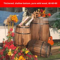 Set Tong Oak antik Modern untuk pernikahan, properti tong anggur merah tinggi 40cm/60cm/80cm untuk pernikahan bahan kayu ember es bak minuman