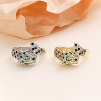 Bague étoile en zircon et pierre naturelle, style européen-américain, créative, distinctive, multi-couches, léopard, luxe léger, mode, passe-partout