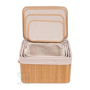 Panier de rangement en bambou, panier à linge, design moderne et écologique, idéal pour la salle de bain et les dortoirs, directement de l'usine - Product Image 1