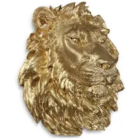Пользовательская 3D настенная Художественная Скульптура голова животного из смолы с золотой головой льва настенная скульптура