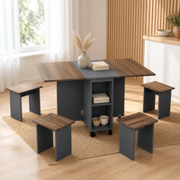 Juego de Mesa de Comedor Plegable con Almacenamiento, Muebles de Comedor Compactos y Expandibles para Sala de Estar