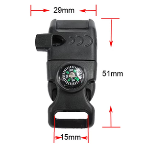 Kongbo 5/8" Compass Flint Scraper Fire Starter Whistle Buckle Plastic Paracord Bracelet Outdoor Camping Emergency Survival - Product Image 4