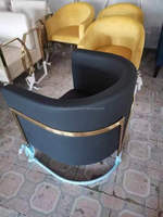 Fauteuil de salon de luxe en acier inoxydable, chaise de canapé en velours en forme de V pour hôtel, café, maison, club