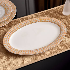 Juego de Vajilla de Porcelana de Hueso con Mosaico Dorado, Estilo Occidental de Lujo, 58 Piezas, Caja de Regalo, Obsequios, Cerámica Contemporánea para 6 Personas - Product Image 4