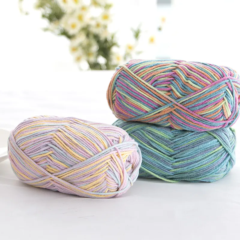 2.9NM Soft 55% Acrylic 45% Cotton Tshirt Yarn Crochet Hand Knitting Yarn For Baby Cloths Toys