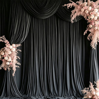 YS Haute Qualité 5.25ft X 10ft Noir Vert Sauge Rideaux de Fond en Spandex Infroissables pour Décoration de Fête, Baby Shower, Mariage