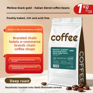 <span class=keywords><strong>Café</strong></span> en grains torréfiés italiens Aoxin Alcohol Zhen Black Gold 1000g, torréfaction profonde, mélange italien commercial - Product Image 5