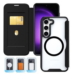 Funda Magnética de Cuero para Teléfono con Bloqueo RFID y Ranuras para Tarjetas, Tipo Cartera, para <span class=keywords><strong>Samsung</strong></span> S26 Ultra S25 Plus S24 S23 FE A55 A56 - Product Image 1