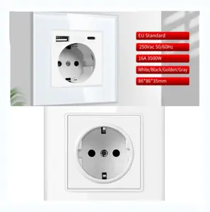 86 European standard wall socket 16A tempered glass panel socket concealed square socket wholesale