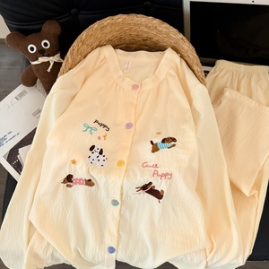 Ensembles de vêtements de nuit Pyjamas Femmes Printemps et Automne Grande taille Pantalons à manches longues Dessin animé Doux Mignon Ensemble de pyjamas - Product Image 4