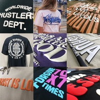 Camisetas de Algodón 100% de Alto Gramaje y Corte Ancho para Hombre al por Mayor con Estampado en Relieve 3D Personalizado, Lisas en Blanco y Negro, Gráficas Unisex
