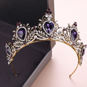 Serre-tête diadème couronne en alliage de cristal violet Vintage magnifique diadèmes en strass pour les anniversaires de <span class=keywords><strong>cheveux</strong></span> de <span class=keywords><strong>mariage</strong></span> - Product Image 3