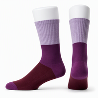 Chaussettes de sport pour hommes, à blocs de couleur, avec bord côtelé, respirantes, pour la course et l'entraînement, ajustement anatomique, coussinées, décontractées