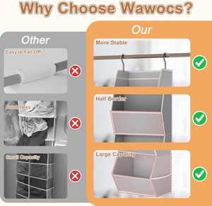 Organisateur de placard suspendu pliable à 4 étagères, organisateurs et rangements de placard pour chambre à coucher, suspendus avec des poches en filet pour vêtements - Product Image 4