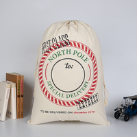 Sac de Noël personnalisé à cordon coulissant, prix d'usine, faible MOQ, sac cadeau spécial Pôle Nord pour emballage de cadeaux de Noël