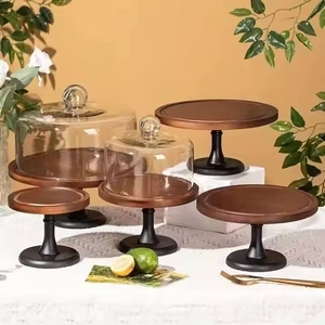 Nuevo Soporte <span class=keywords><strong>para</strong></span> Pastel de Madera de Acacia 2026, con Tapa de Plástico Transparente a Prueba de Polvo, <span class=keywords><strong>para</strong></span> Regalo de Boda o <span class=keywords><strong>Cumpleaños</strong></span> - Product Image 2