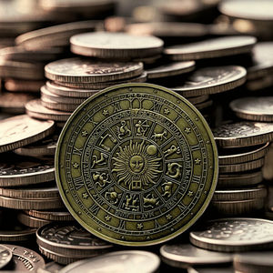 Özel Metal kazınmış zodyak madalyon sikke tutucu promosyon Oem antik pirinç çin zodyak paraları - Product Image 1