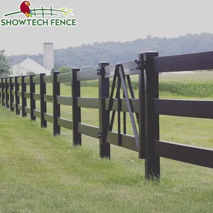 fence company brown/wood/tan/grey/white/Black colored Vinyl/pvc/plastic/composite livestock fence rails/panels/gates/slats