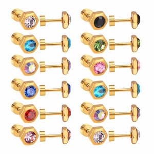 Nouvelles boucles d'oreilles triangulaires en zircon multicolores, type boucles d'oreilles pour femmes, ensembles de boucles d'oreilles en vente - Product Image 1