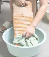Planche à laver à main en bambou naturel pour le lavage du linge, anti-dérapant, planche à récurer pour les femmes école maison, décor vintage