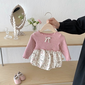Ropa de Bebé para Primavera y Otoño, Mono de Manga Larga con Estampado Floral para Niña, Estilo Casual con Botones, Traje para Cumpleaños al Aire Libre - Product Image 1