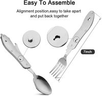 Portable 4-en-1 En Acier Inoxydable Voyage À Manger Couverts Ensembles Pliable Couteau Fourchette Cuillère Ouvre-Bouteille Multi-Fonction En Boîte