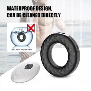 Anneau vibrant double en silicone rechargeable télécommandé pour homme, avec fonction de retardement et de verrouillage, pour adultes - Product Image 5