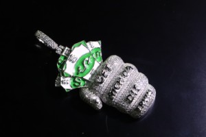 Colgante de <span class=keywords><strong>Granada</strong></span> de dólar "Get Rich or Die Tryin'" de Plata de Ley 925 unisex con estilo hip hop de moissanita de diamante VVS helado - Product Image 2