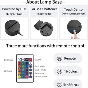 ไฟ LED 3 มิติ สำหรับขายส่ง โคมไฟอะคริลิคทันสมัยสำหรับคริสต์มาส 4 วัตต์ ตกแต่งห้องเด็ก ห้องนอน ภาพลวงตา 3 มิติ อนิเมะ โคมไฟตั้งโต๊ะเก๋ไก๋ - Product Image 4