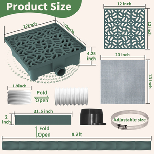 Extensions de tuyau de descente de gouttière Grand kit Catch Basin Avec 2pcs Pipe Bathroom <span class=keywords><strong>Sink</strong></span> Downpout Extender 2 Pipes Can Connected In Whole - Product Image 3