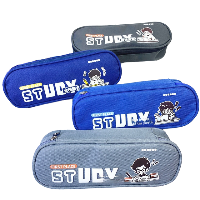 Large-capacity Creative and Cute Boy Oxford Cloth Pencil Case with Pen and Pencil Pocket 22x6x4cm School & Office Use