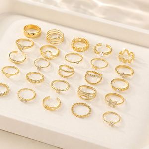 30PCS/<b>Set</b> Trendy <b>Gold</b> Butterfly Pearl <b>Ring</b> <b>Set</b> for Women Jewelry Punk Diamond Crystal Rhinestone Stackable Wedding Gift <b>Rings</b> - Product Image 3