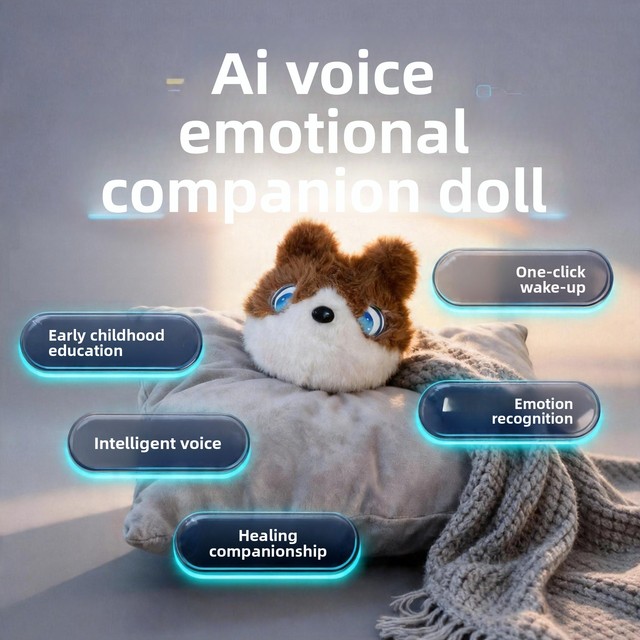 AI Intelligent Companion Conversation Robot Plush Toy Emotion Recognition Music/Vocalization Trendy Electronic Pet